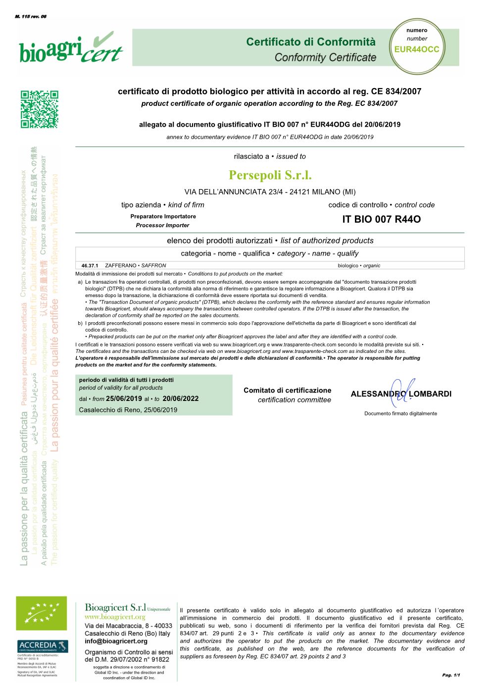 Organic Certificate